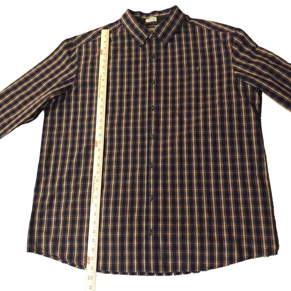 CE Schmidt Workwear Shirt Mens 2XLT Tall Used Navy Brown Tan Plaid - Picture 9 of 14